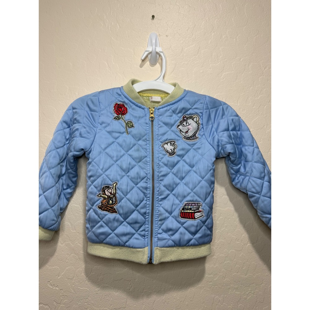 Disney Tutu Couture Beauty and the Beast Quilted Bomber Jacket Blue 4T